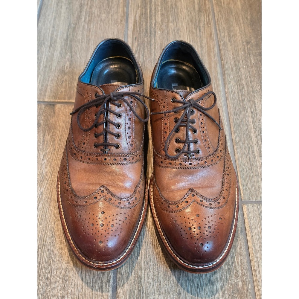 Aston Grey Boyle Mens Whiskey Brown Leather Wingtip Oxford Dress Shoes 10